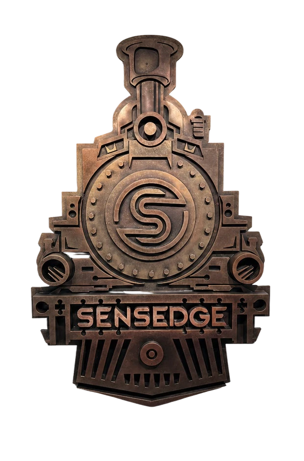 The cast Sensedge locomotive emblem